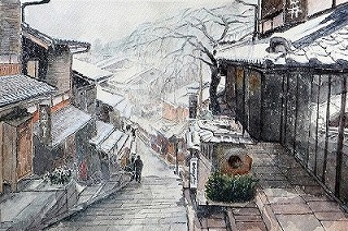 三年坂の雪景色